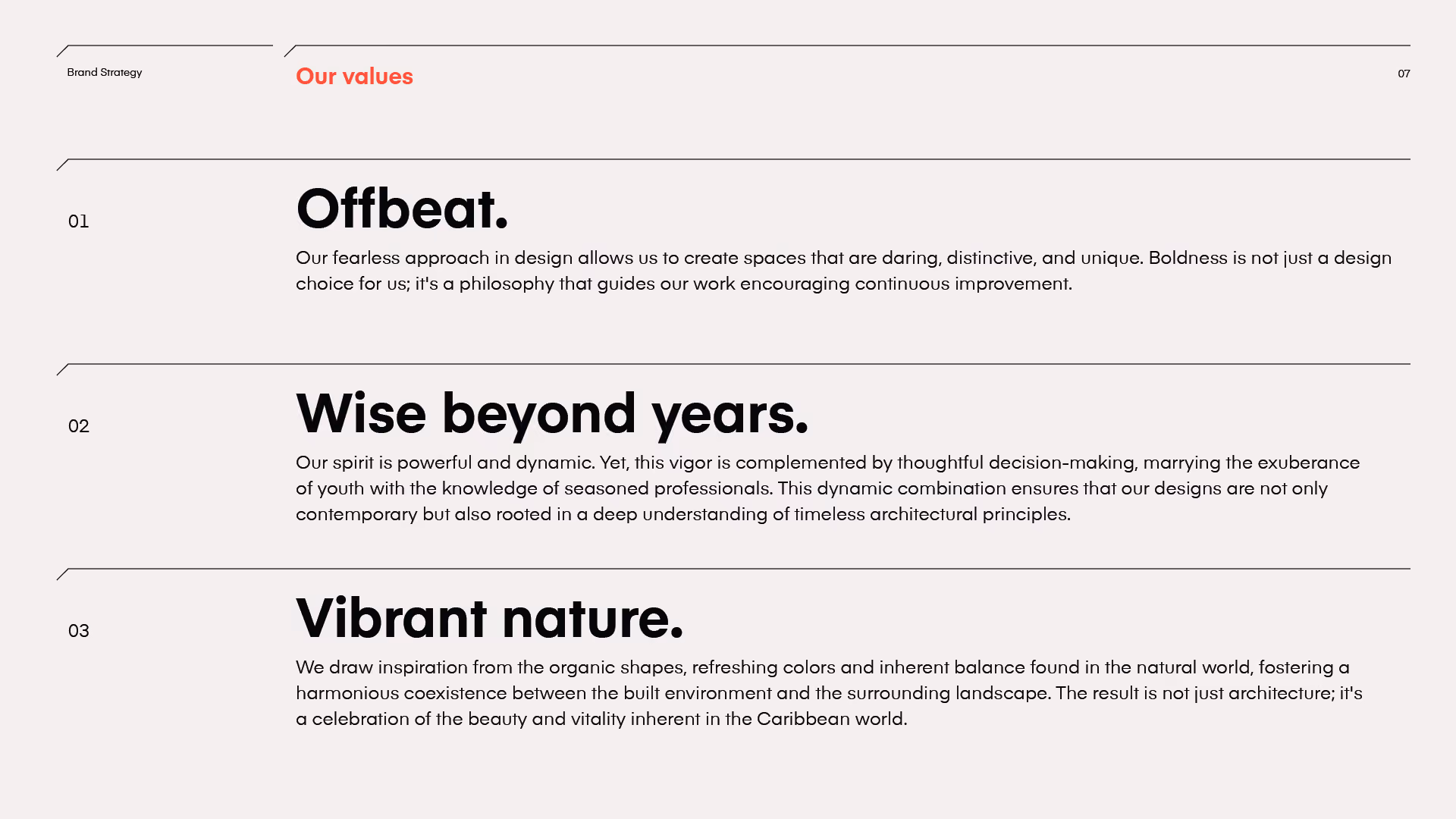 MOSAIC Architects brand guidelines: values