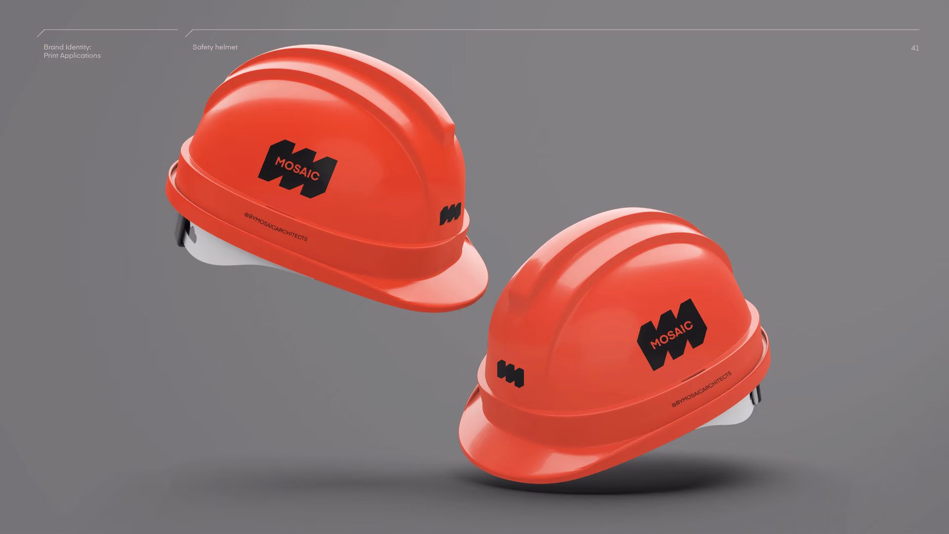 MOSAIC Architects brand guidelines: branded helmets