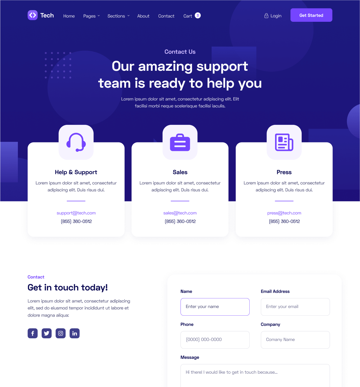 Contact - Tech Webflow Template