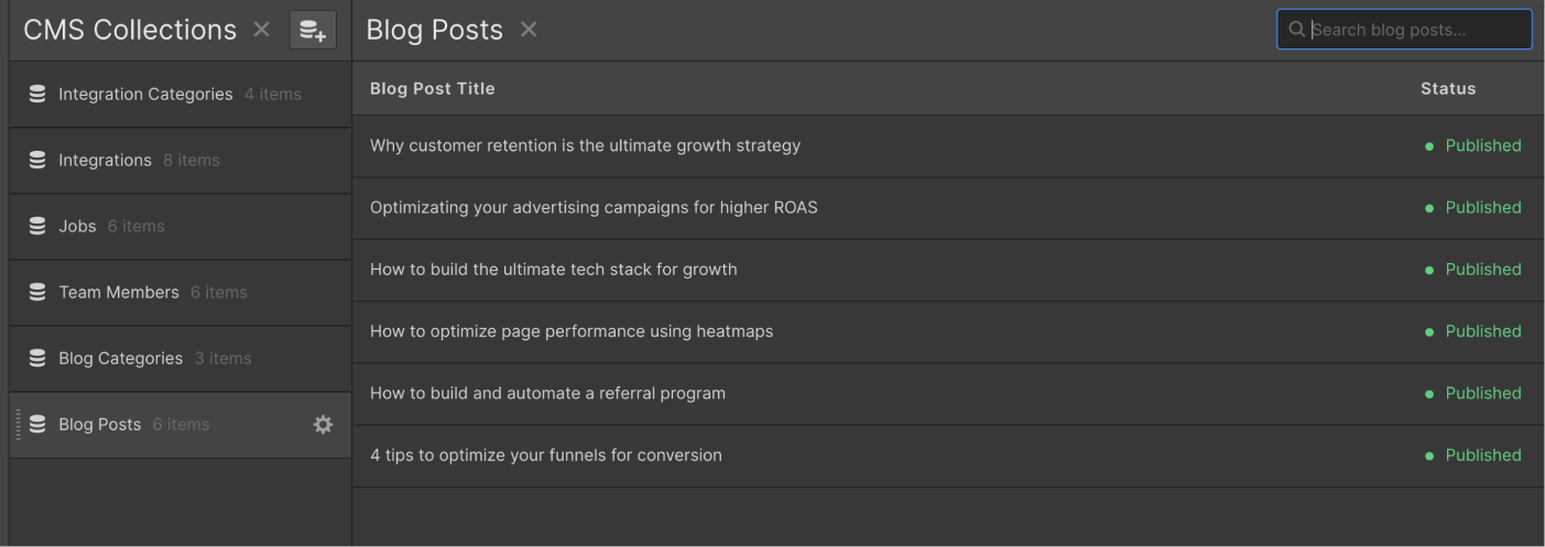 CMS Collection - Tech Webflow Template