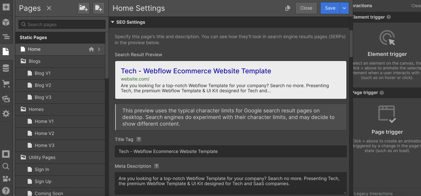 SEO - Tech Webflow Template