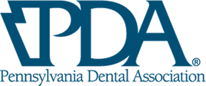 Pennsylvania Dental Association logo with stylized letters PDA.