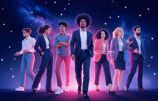 image of a teacher interacting with students using digital tools (for an edtech)