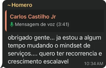 Trecho de mensagem com texto em português: 'obrigado gente... ja estou a algum tempo mudando o mindset de'.