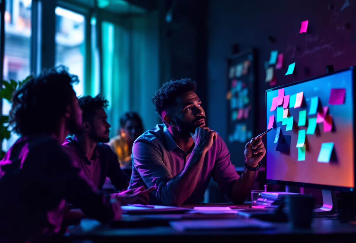 image of brainstorming session (for a productivity tools business)