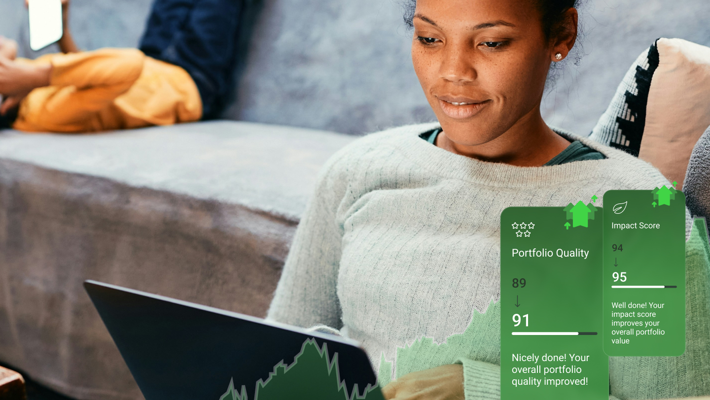 Young diverse woman tracking portfolio impact