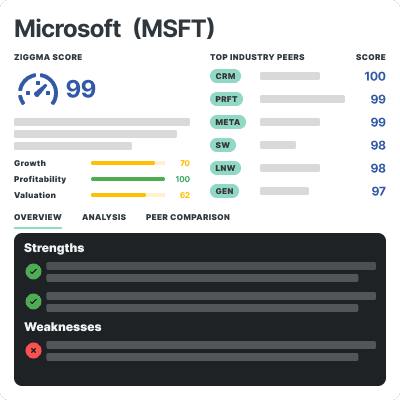 Stock research information built into the Ziggma portfolio tracker