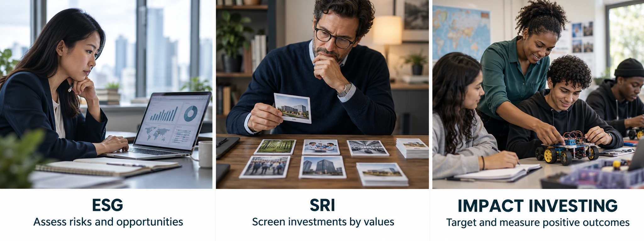 SCI vs impact vs ESG investing