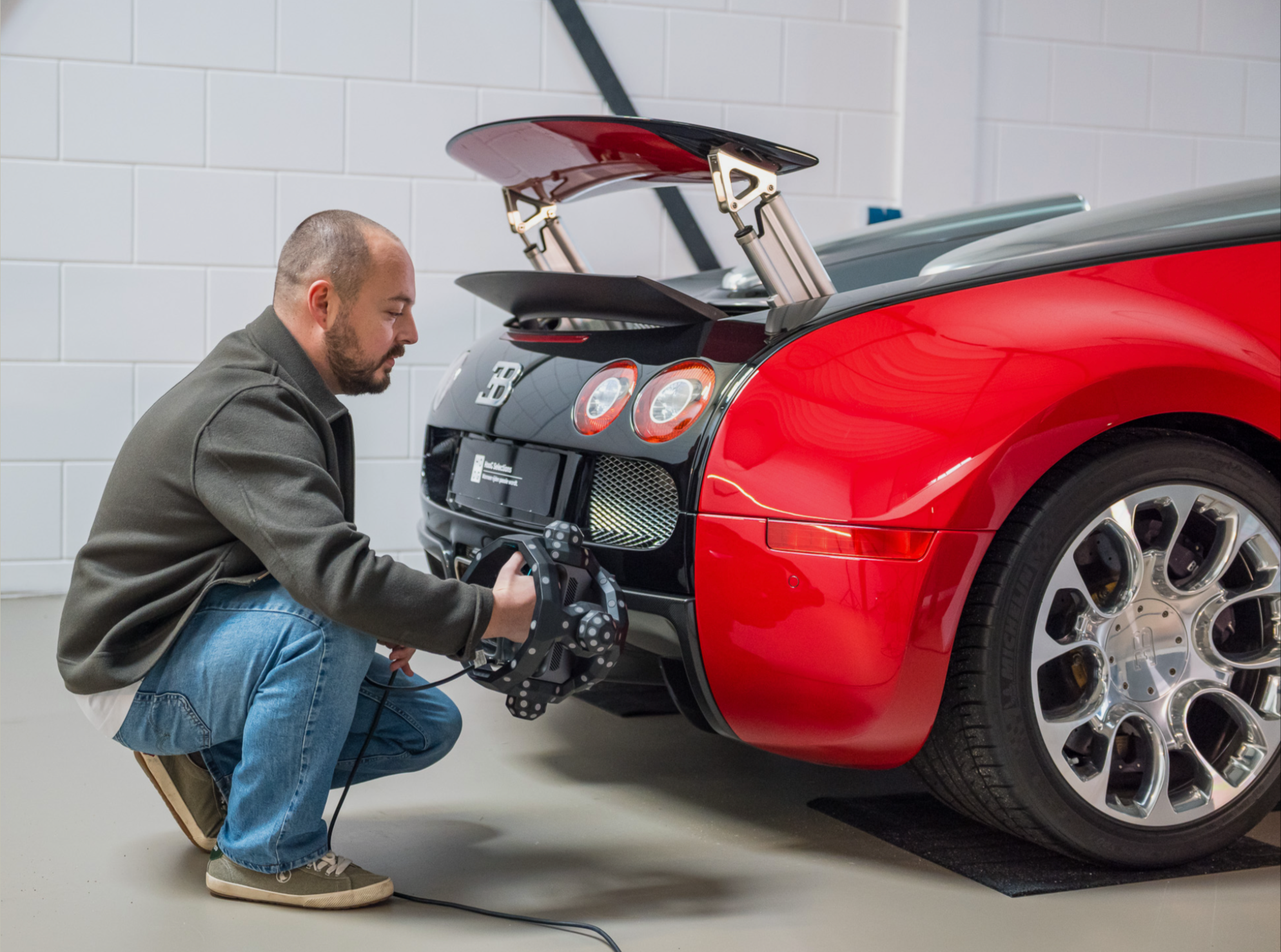 Tornante Studio scanning a Bugatti Veyron on location