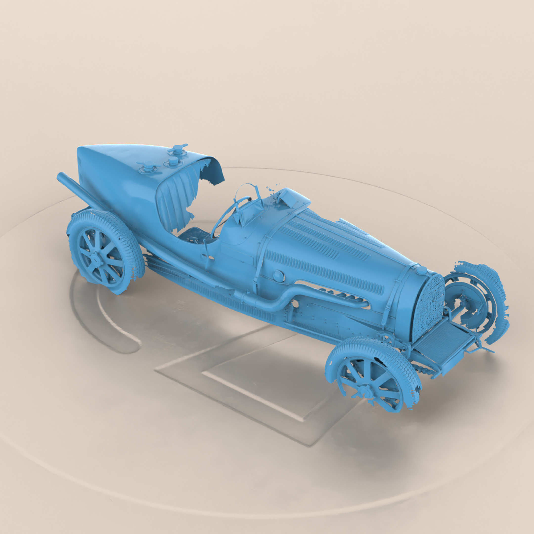 The finished mesh of the pre-war Bugatti, a complete digital twin