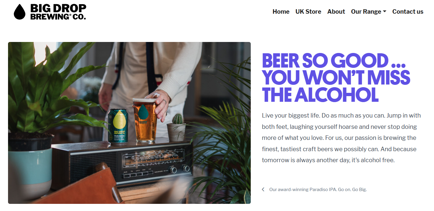 Big Drop Brewing Home page