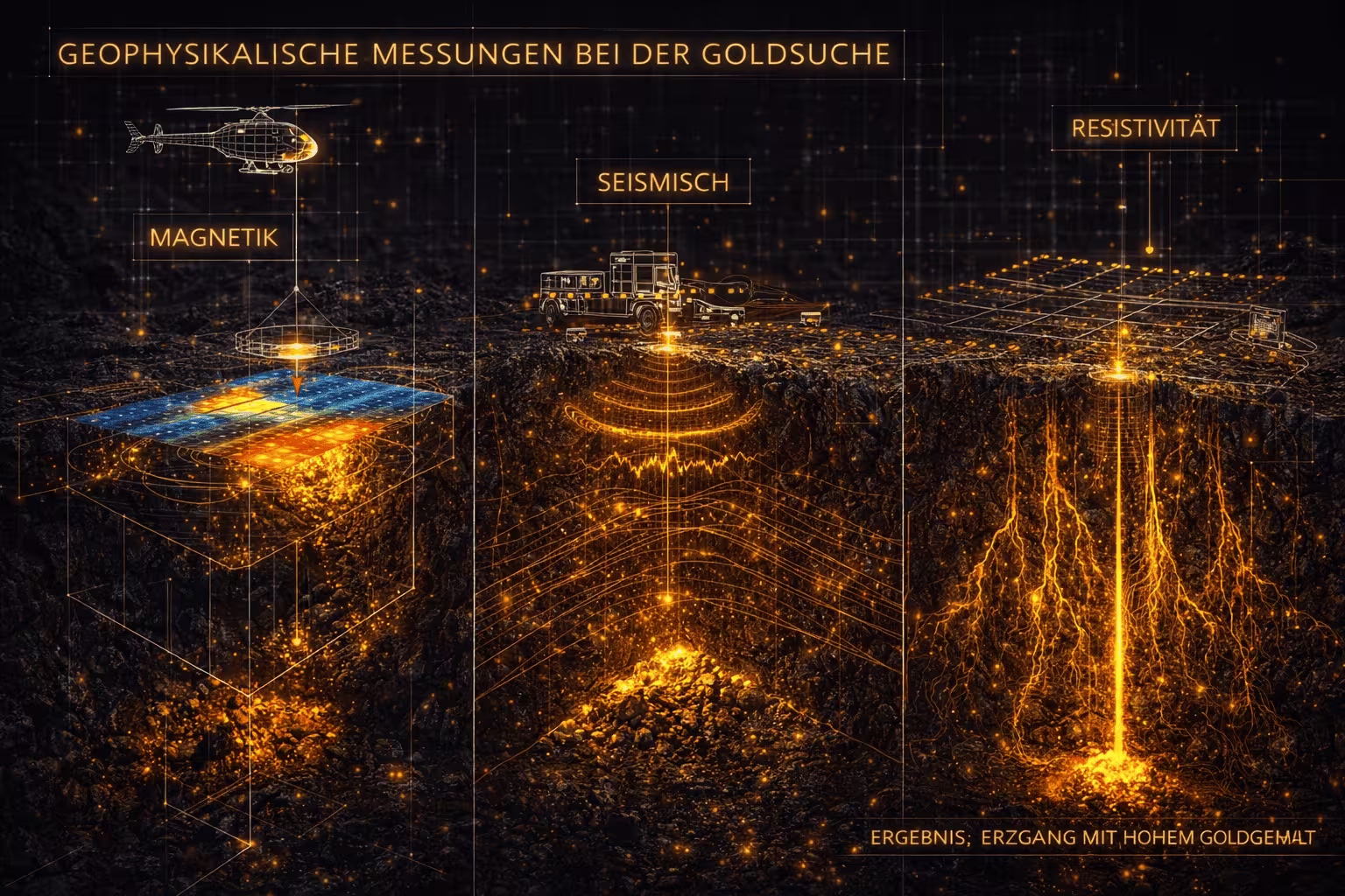 Sci-Fi Technical Line Art Gold in der Hand