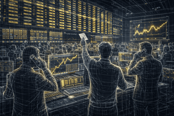 Illustration zum Platinpreis mit einer Finanzmarktszene und Kursanzeigen
