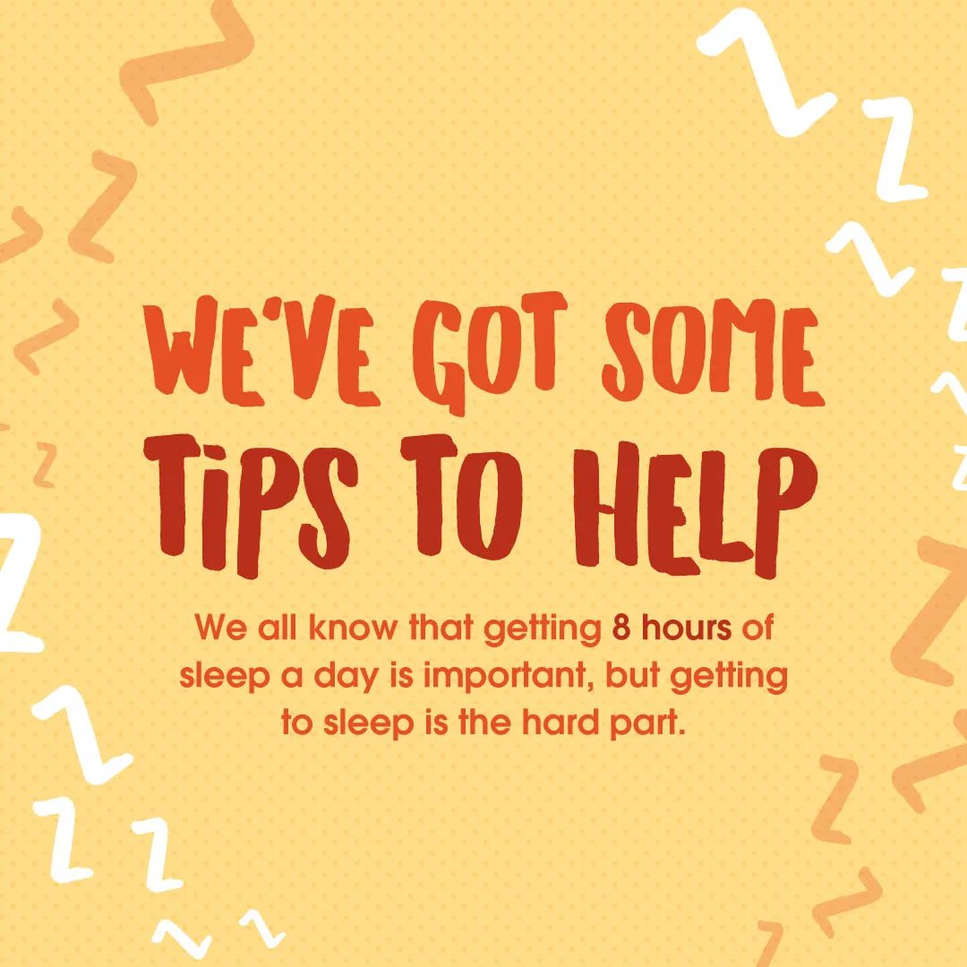 Eye health sleep tips infographic with yellow background encouraging good sleep habits