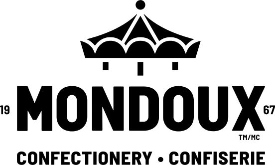 Logo de Mondou avec un chien et un chat stylisés à l'intérieur d'une lettre M bleue, nom de la marque en rouge en dessous.