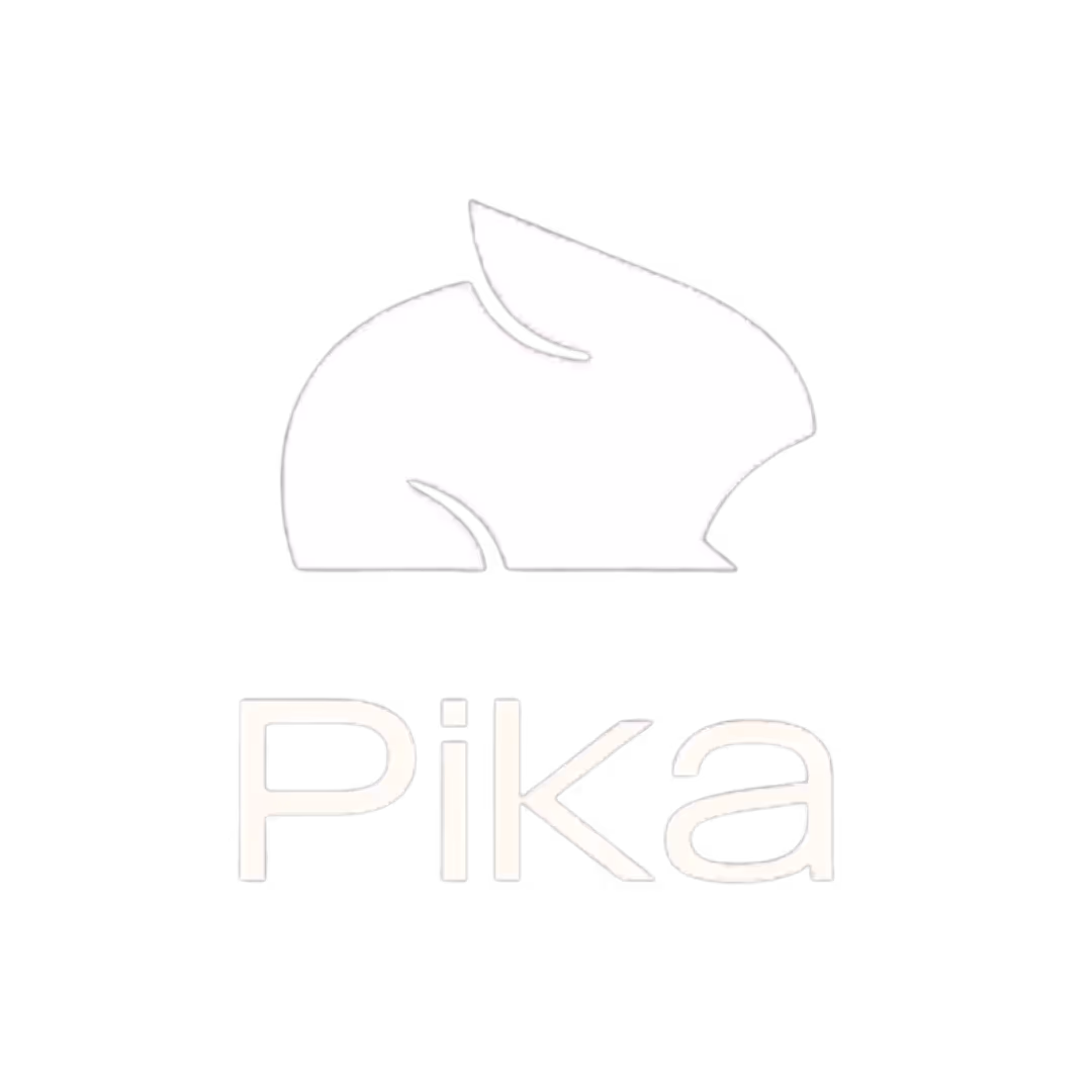 White silhouette of a pika above the word 'Pika' in white on a black background.