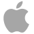 Gray Apple logo with a bite taken out of the right side.