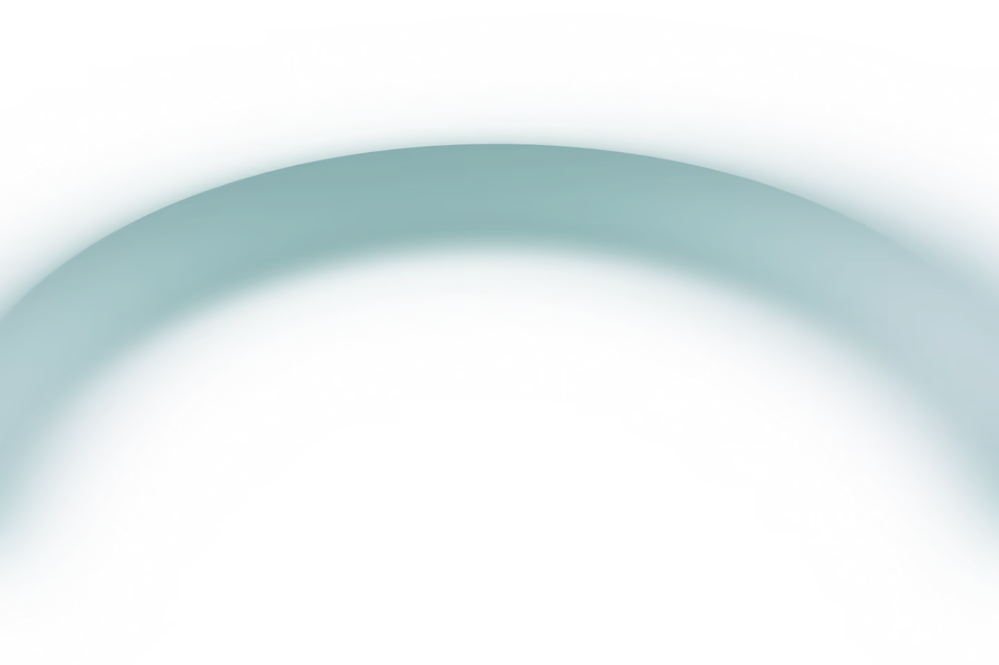 Soft teal curved brushstroke with a white glow on a transparent background.