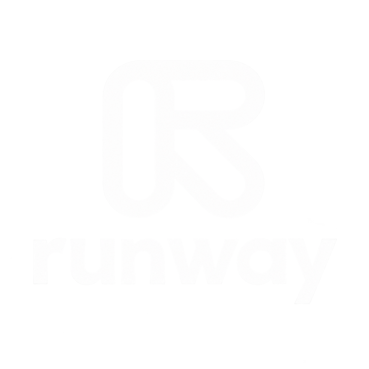 Runway brand logo with stylized R and the text 'runway' in white on black background.