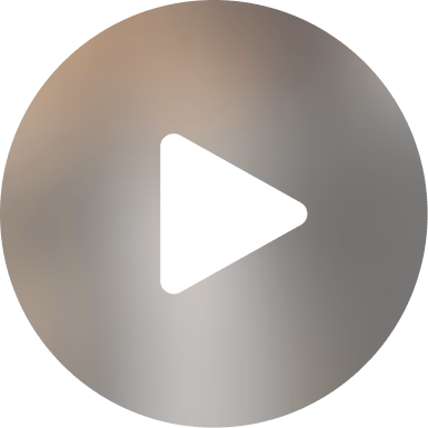 Circular metallic play button icon with a right-pointing triangle in the center.