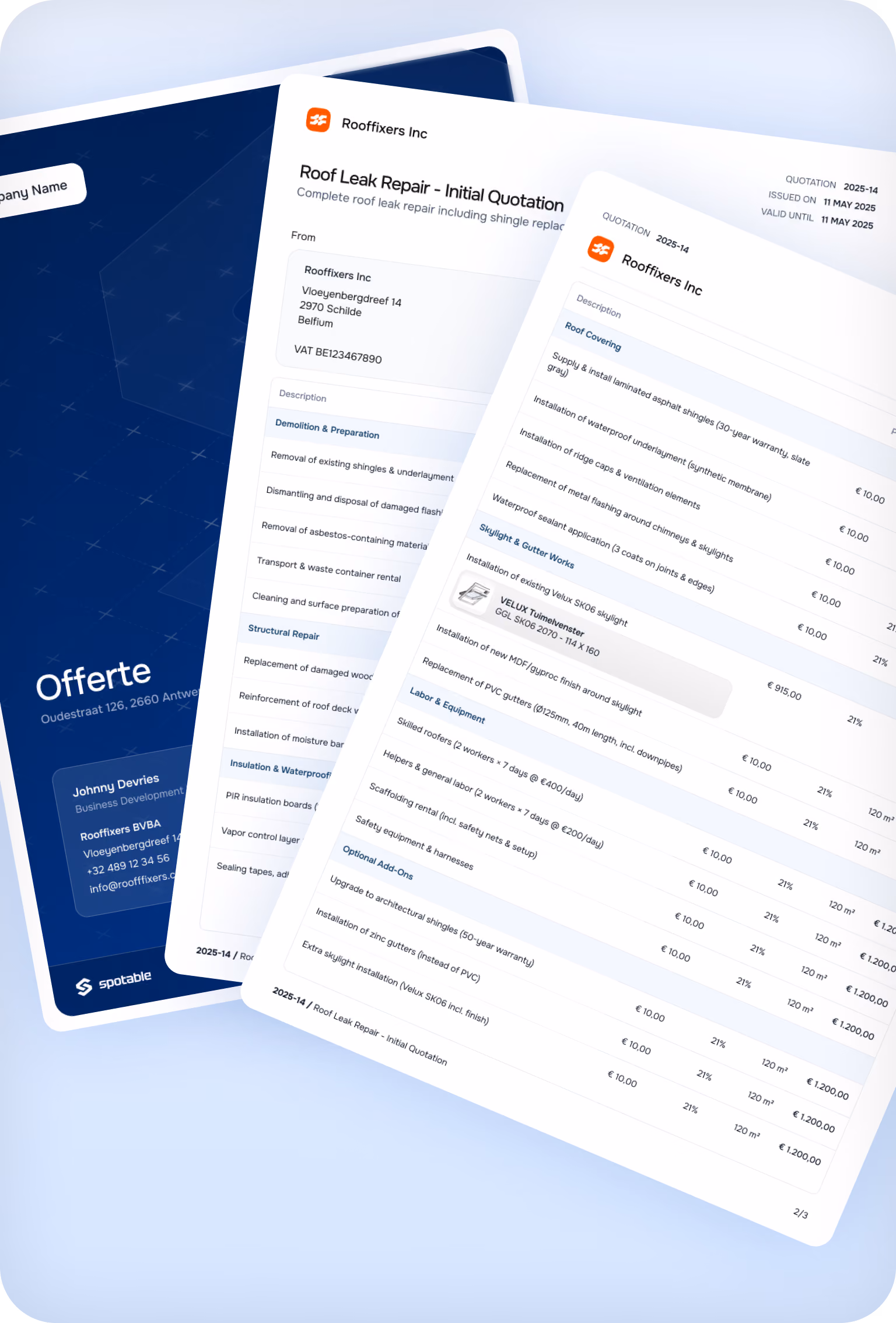 Rooffixers online quote software