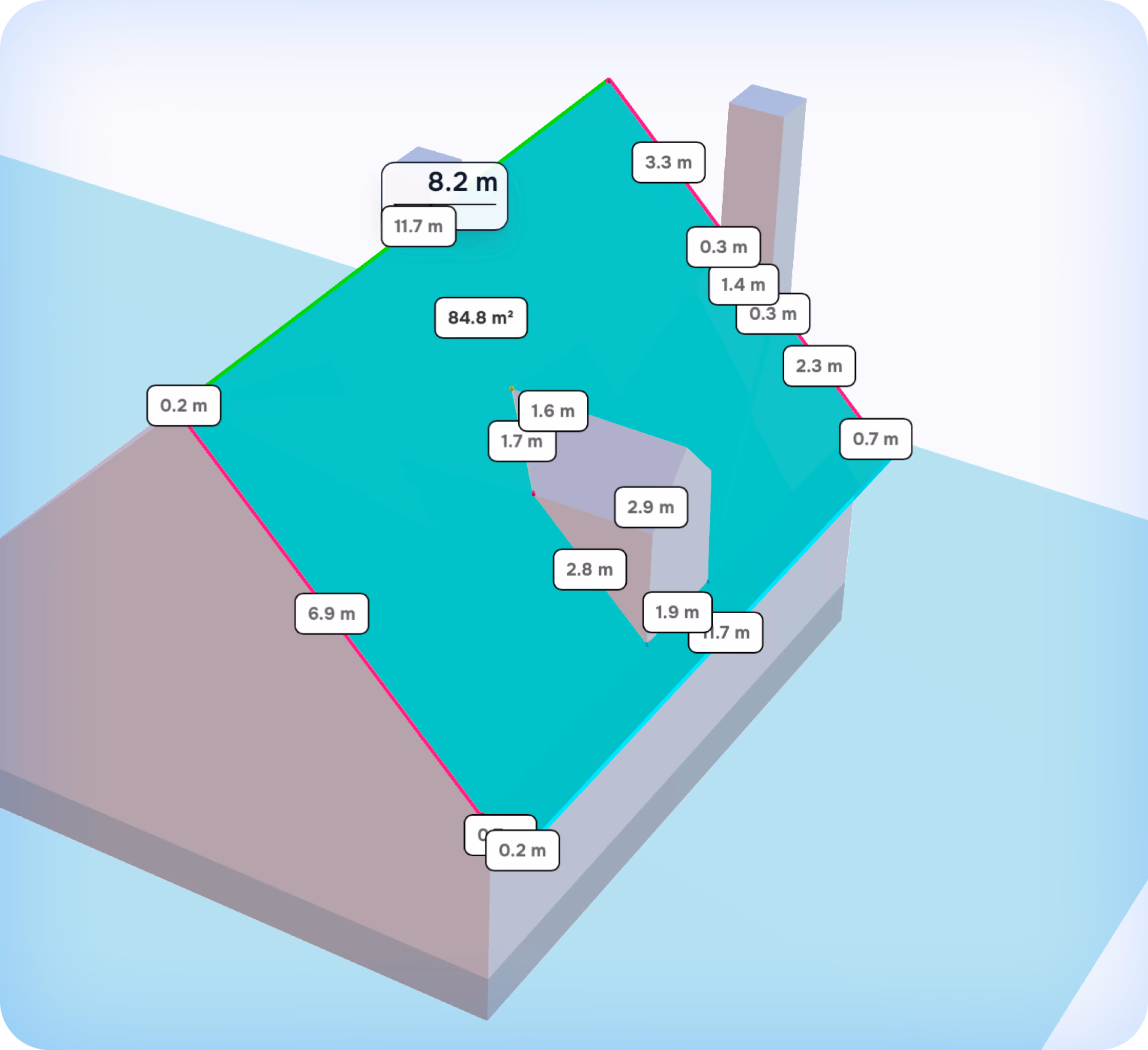 Selecting structure for roof measurement on large industrial sites
