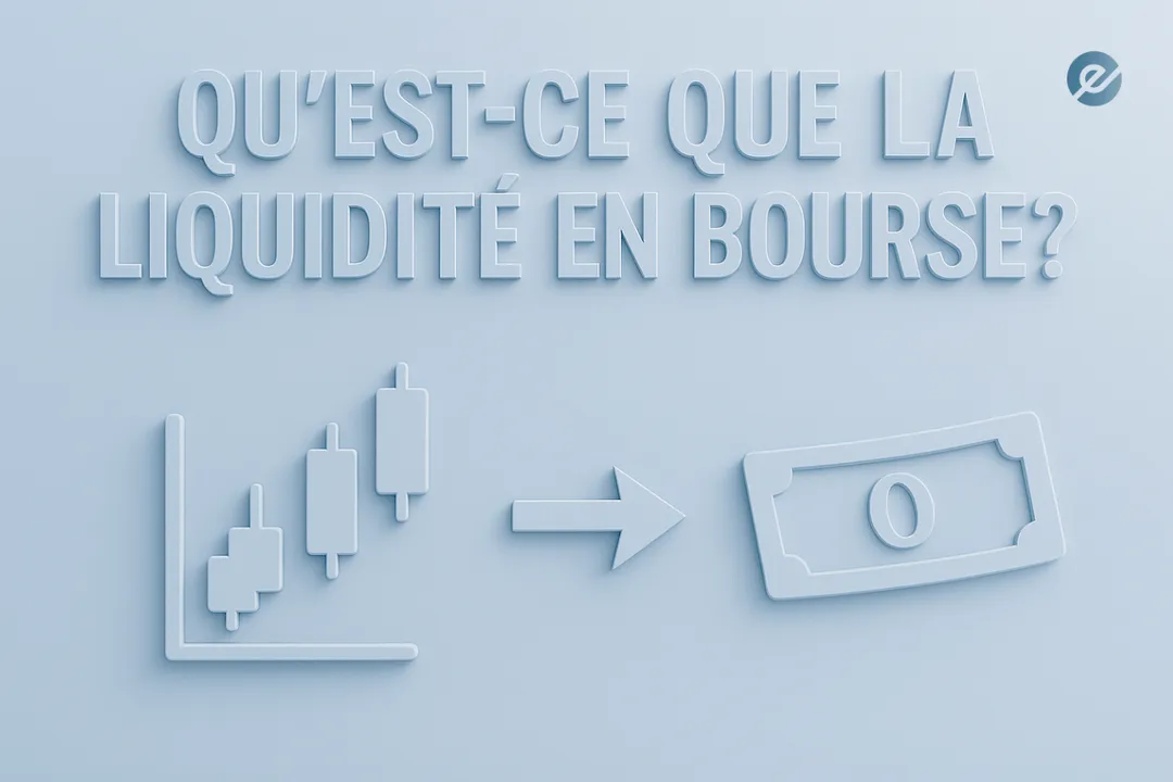 Qu’est-ce que la liquidité en Bourse ? Illustration montrant un graphique boursier et un billet d’argent pour expliquer la conversion rapide des actifs.