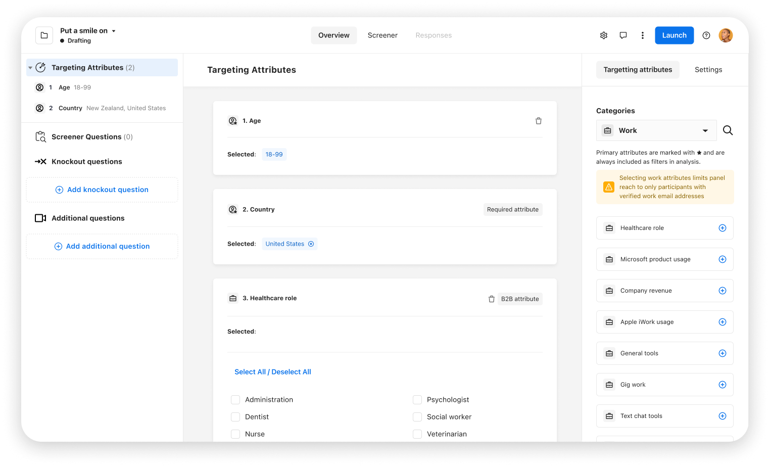 Targeting Attribute page to add recruiting attributes.