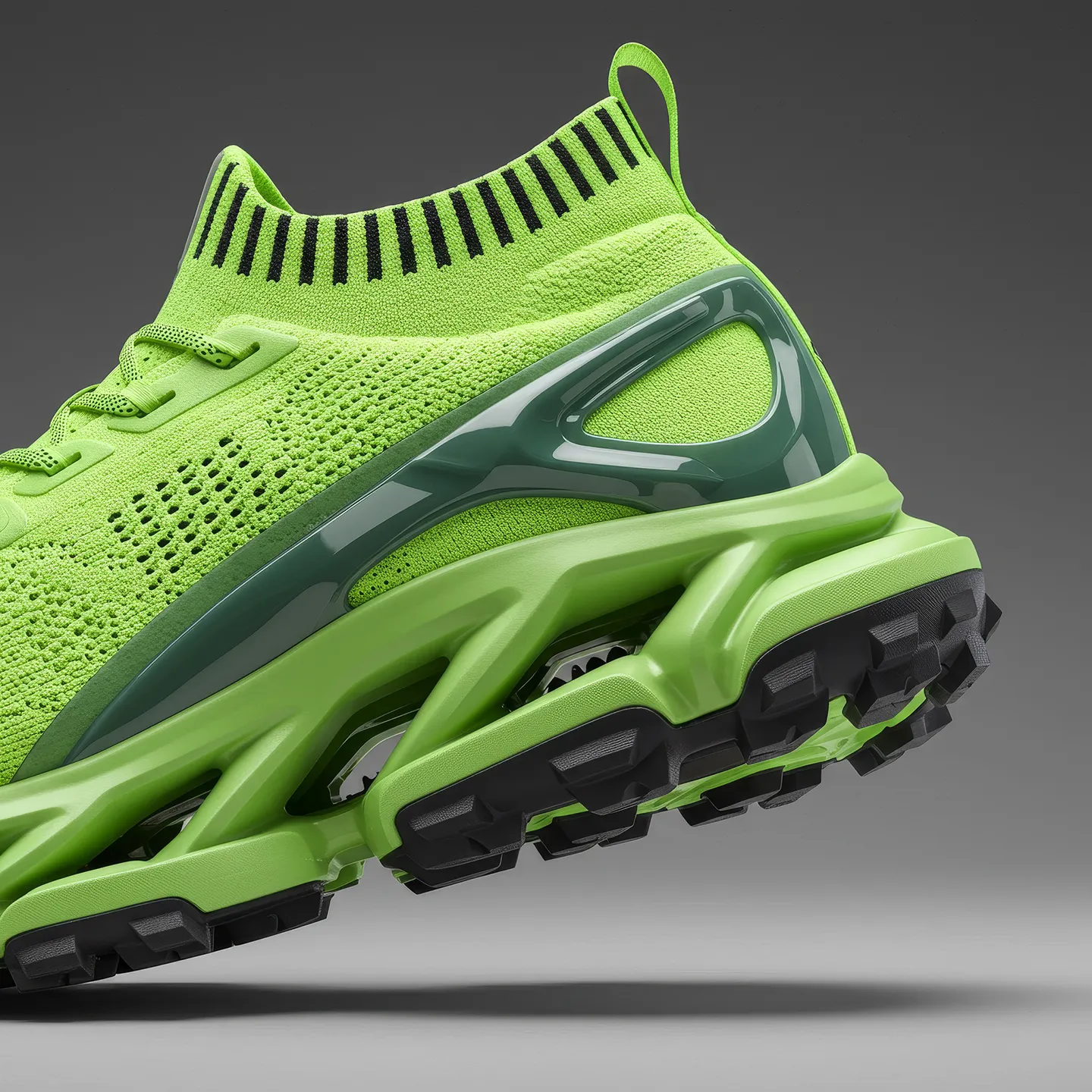 green floating shoes