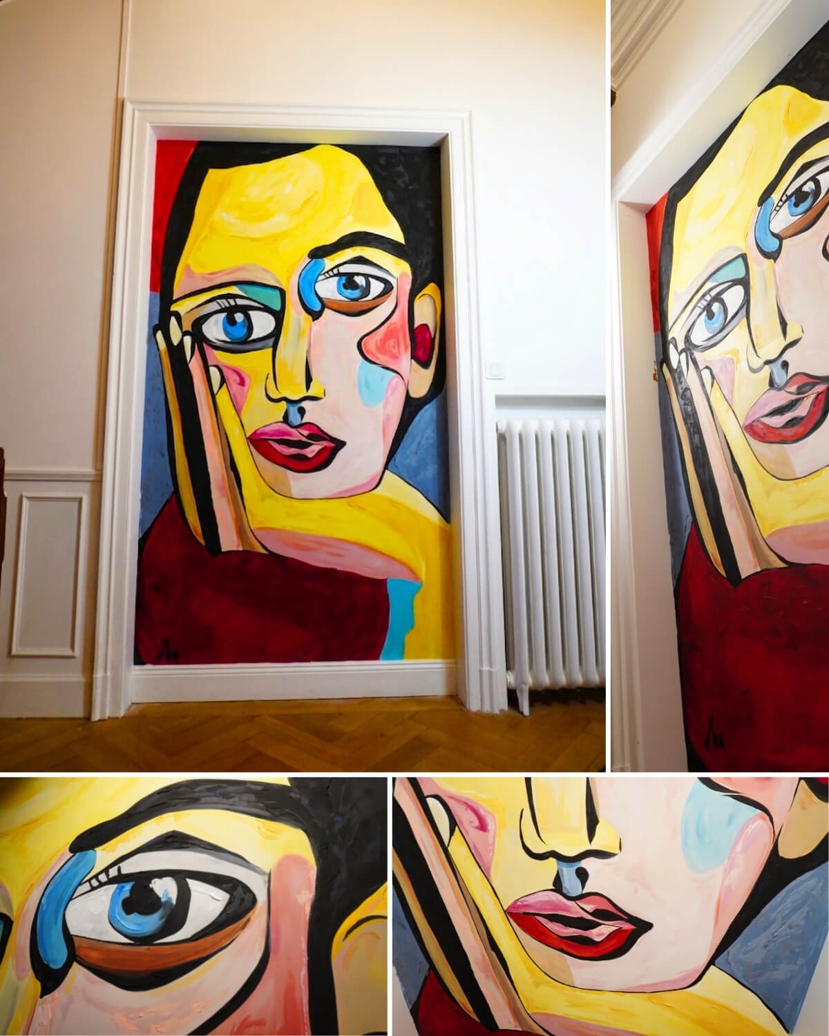 Fresque murale visage abstrait stylisé par Mike, Artiste L'Atelier Mural