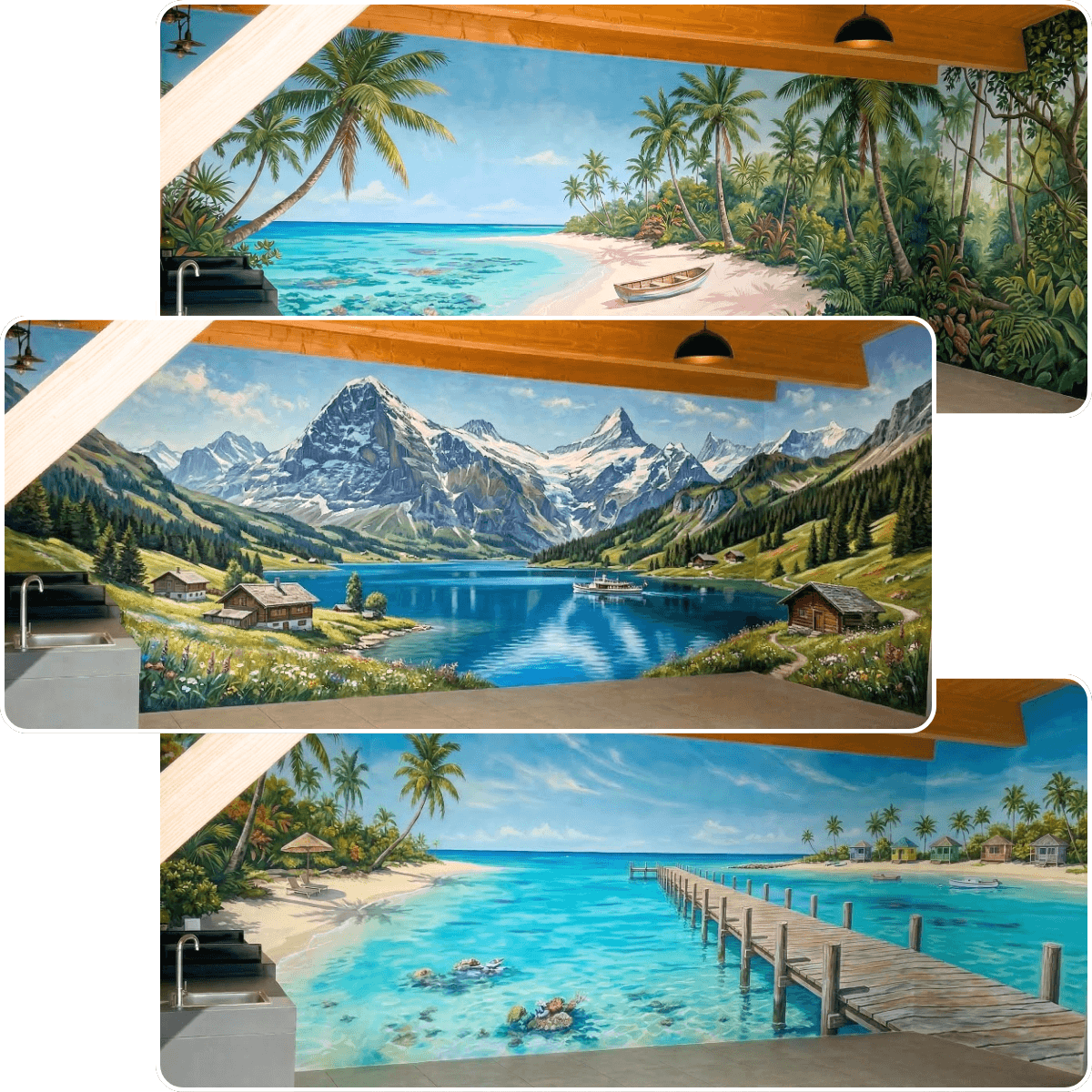 Comparaison de propositions de fresque murale sur-mesure avant signature