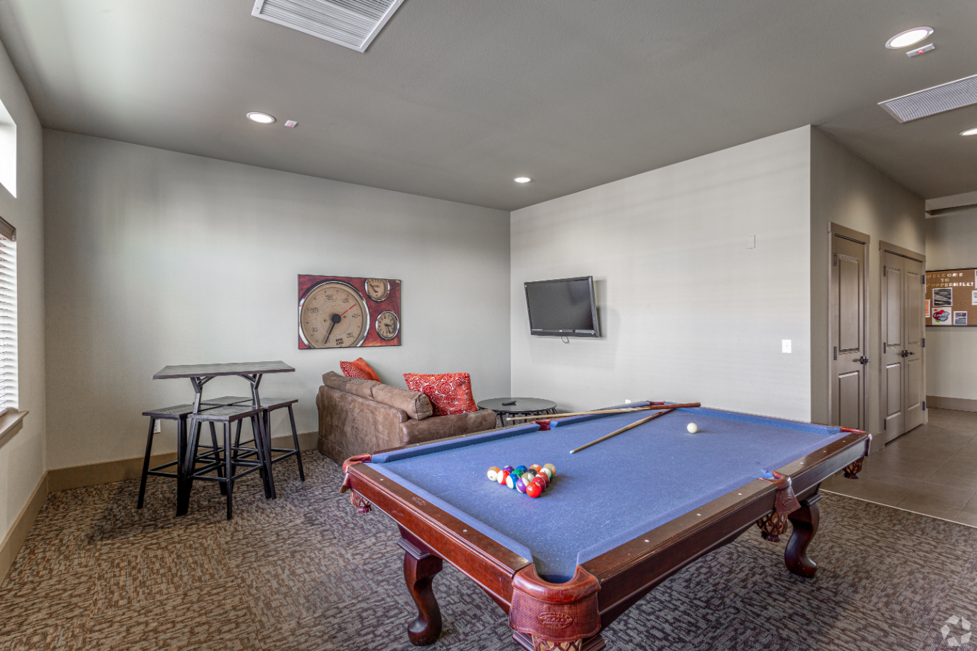 Copper Hill Amenities Billiards table in Game room with sitting area with tv