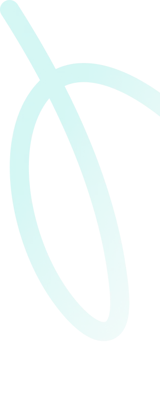 Abstract turquoise curved line on a transparent background.