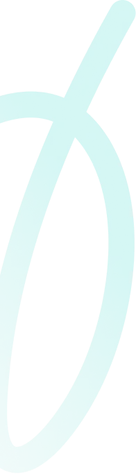 Abstract turquoise curved line forming an elongated loop on a transparent background.