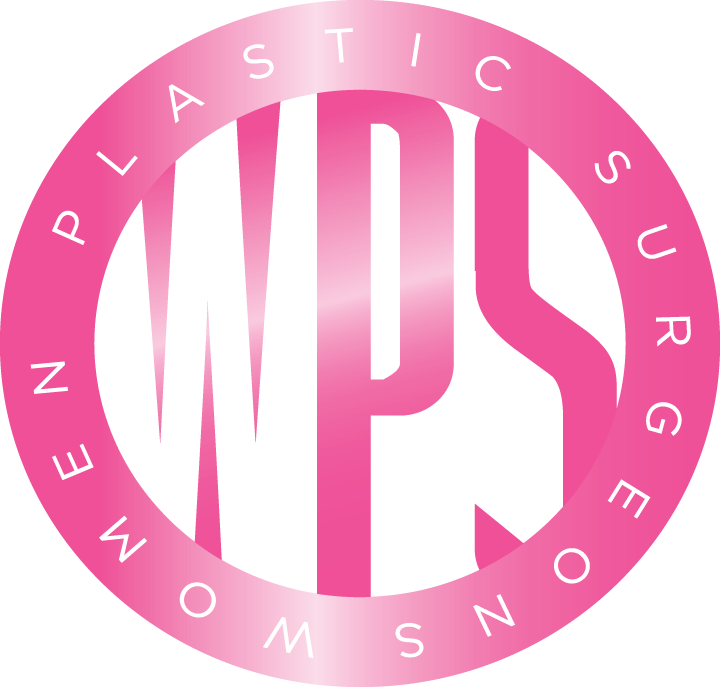 Pink circular logo with the letters 'WPS' in the center and the words 'Women Plastic Surgeons' around the circle.