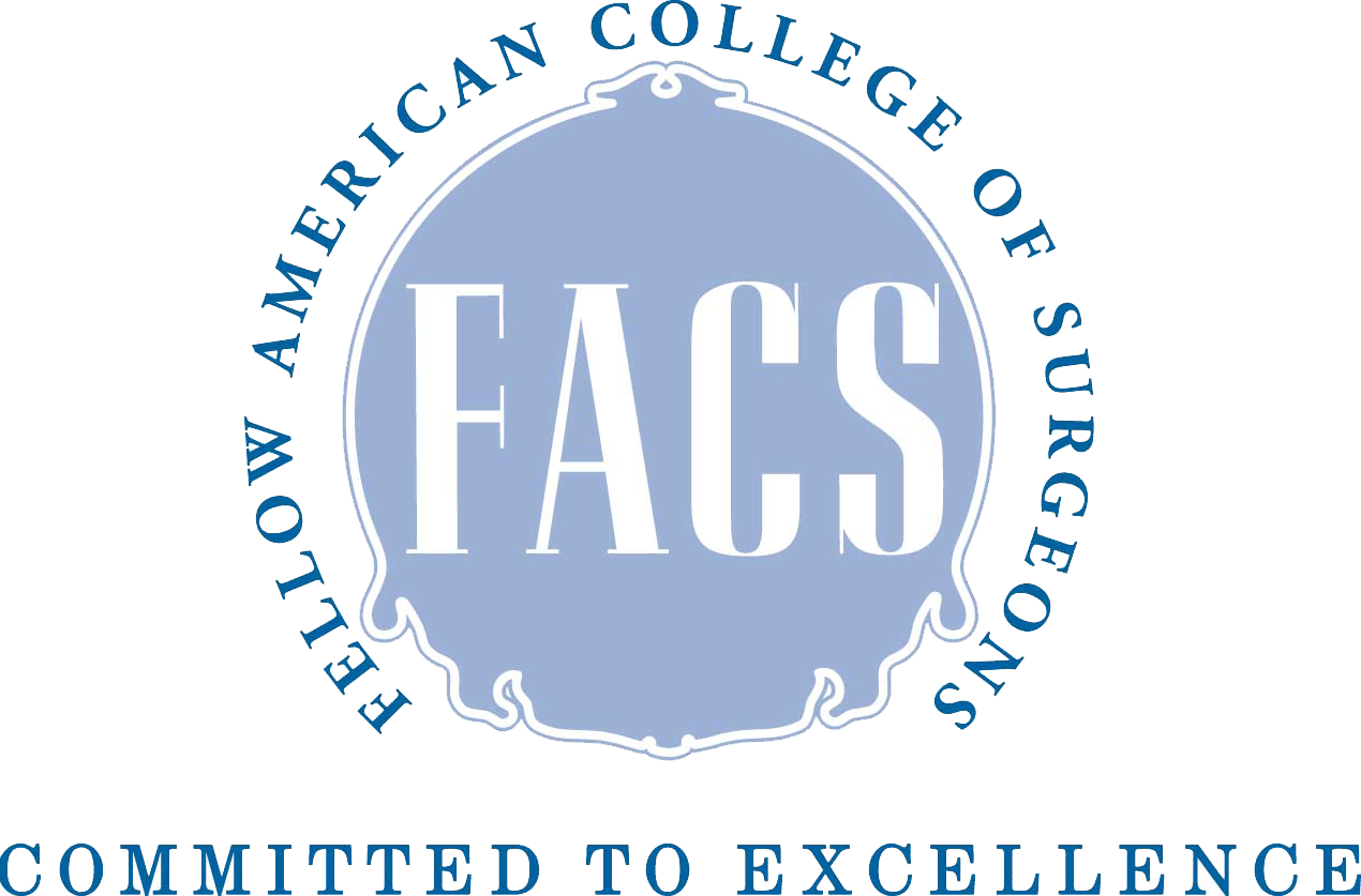 Seal of the American College of Surgeons with the acronym FACS in the center and text committed to excellence below.
