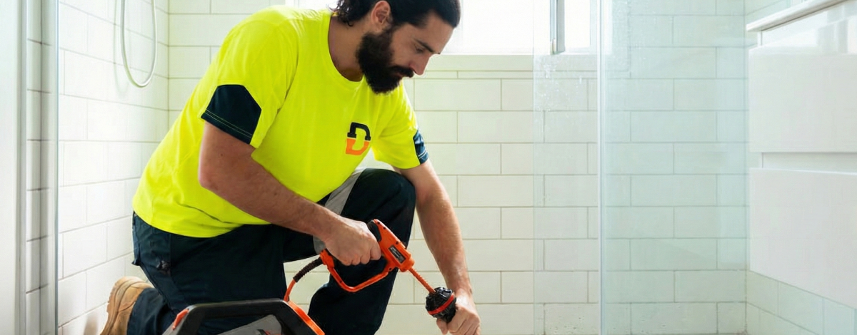 Drain unblocking expert unblocking a shower drain in auckland New Zealand