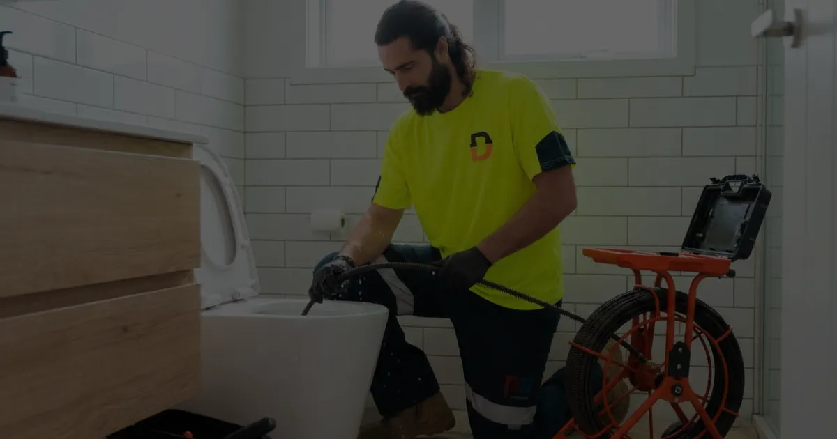 plumber unblocking a toilet
