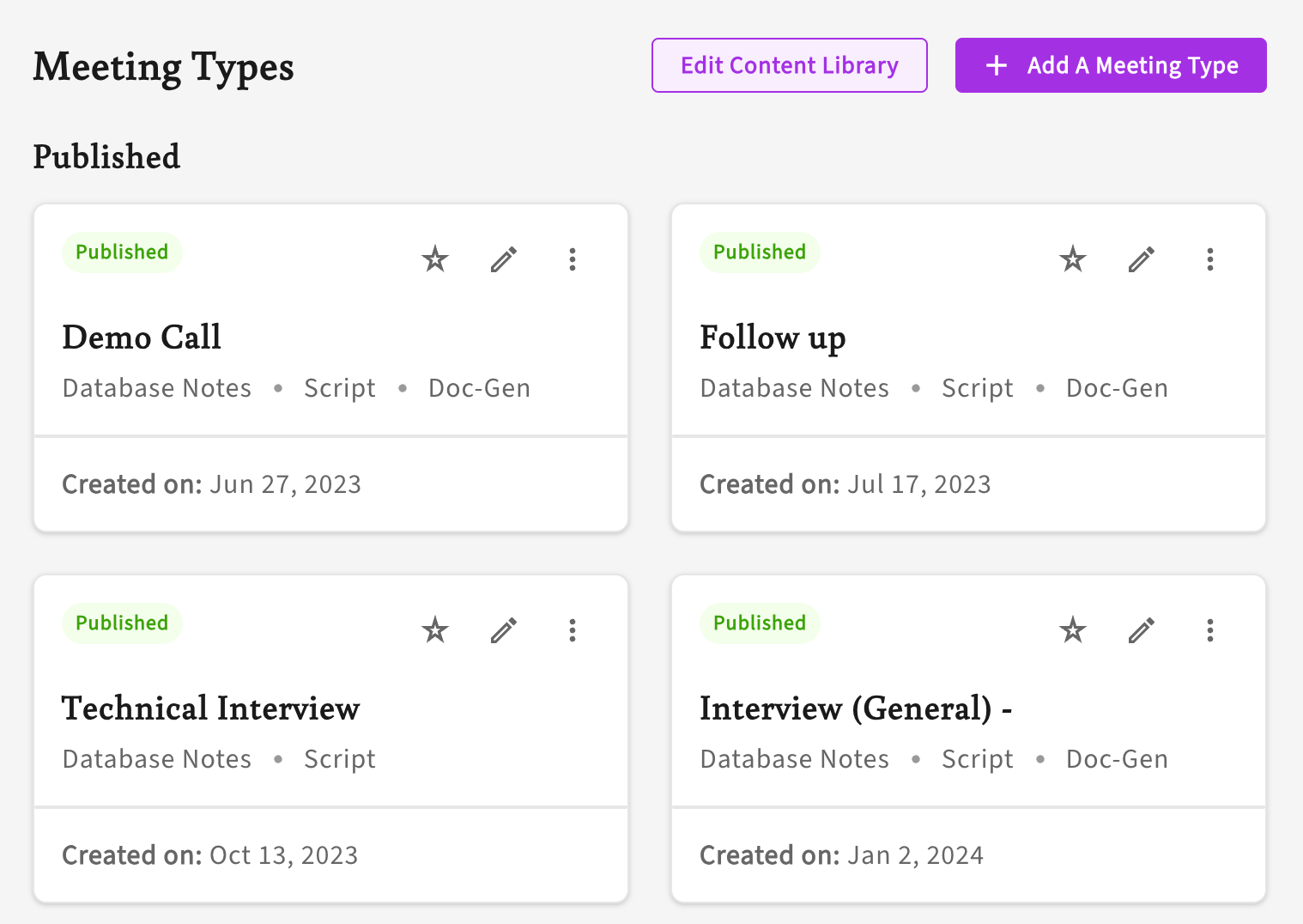 meeting types in quil