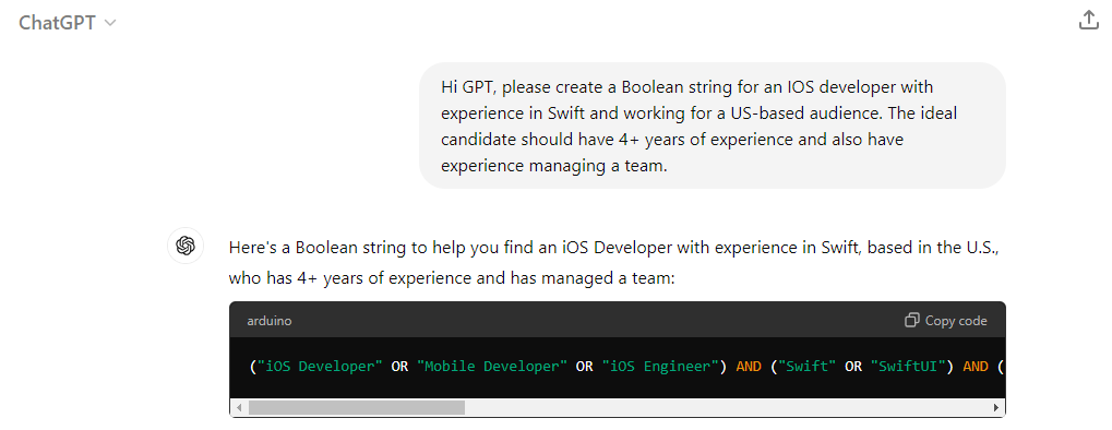 example of ai prompt for recruiters 