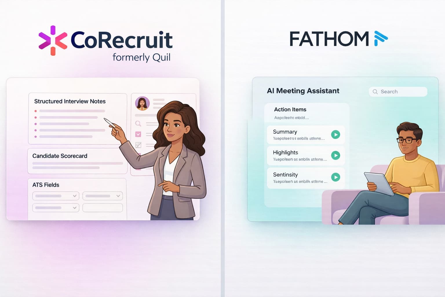 CoRecruit AI recruiting tool compared with Fathom AI notetaker