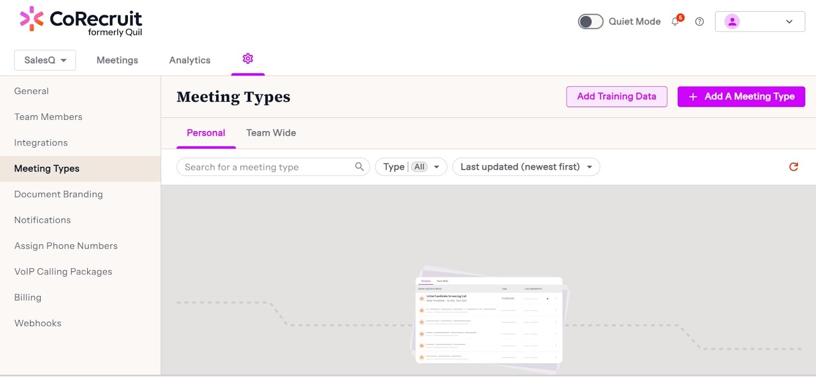 meeting types and templates from CoRecruit
