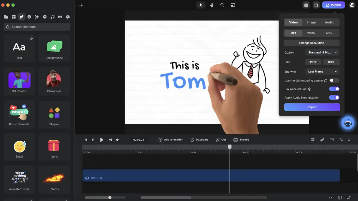 CreateStudio export doodle videos in every format