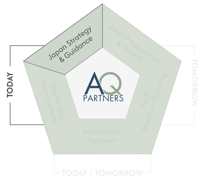 Overview diagram of family office services, highlightening the service of Japan Strategy & Guidance.