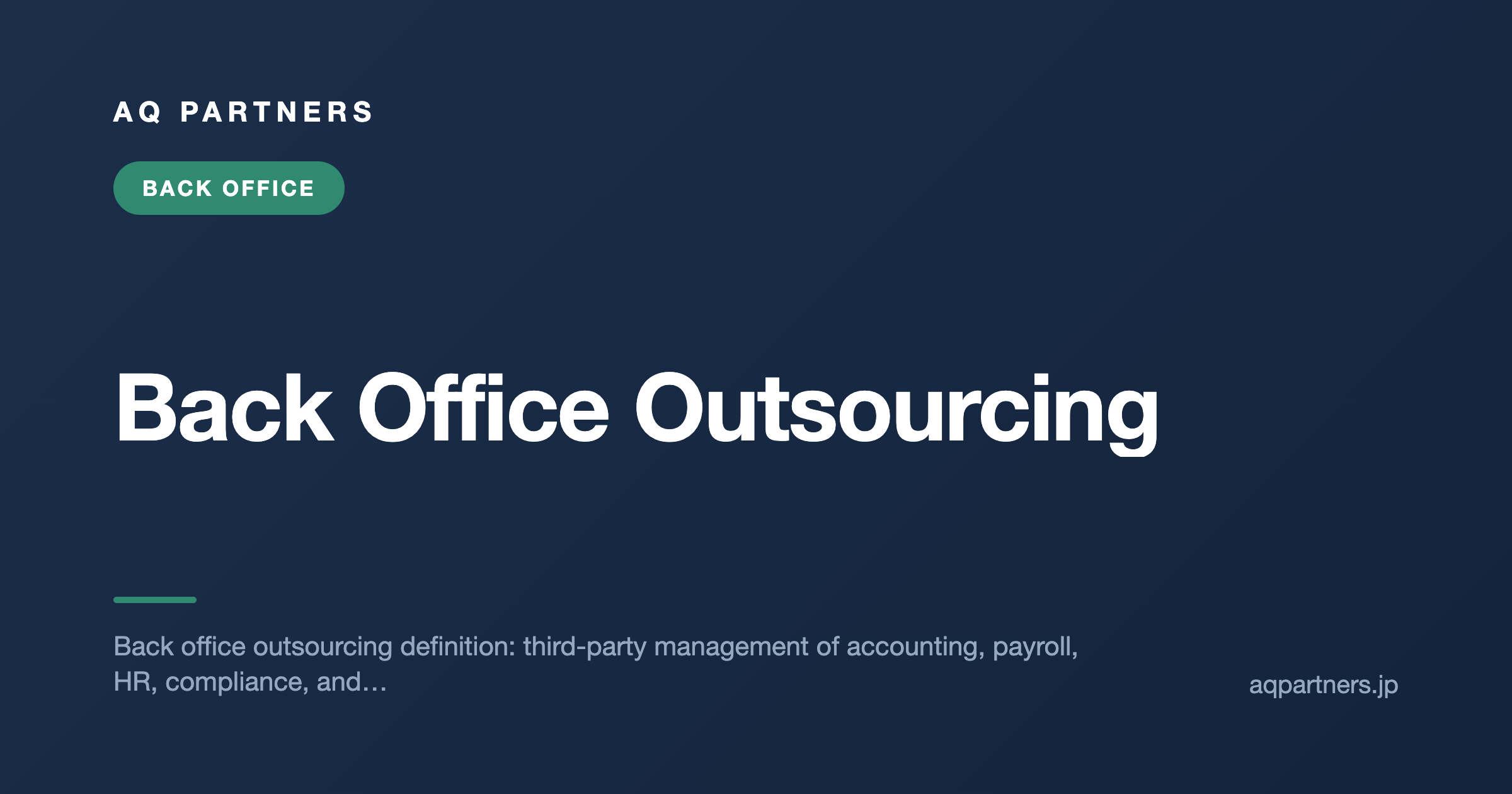 Back Office Outsourcing, AQ Partners