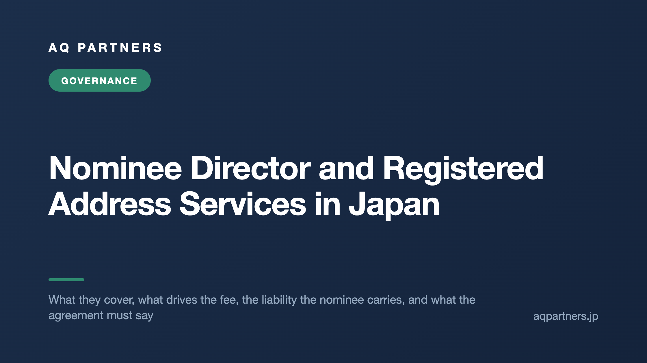 Nominee Director and Registered Address Services in Japan, AQ Partners