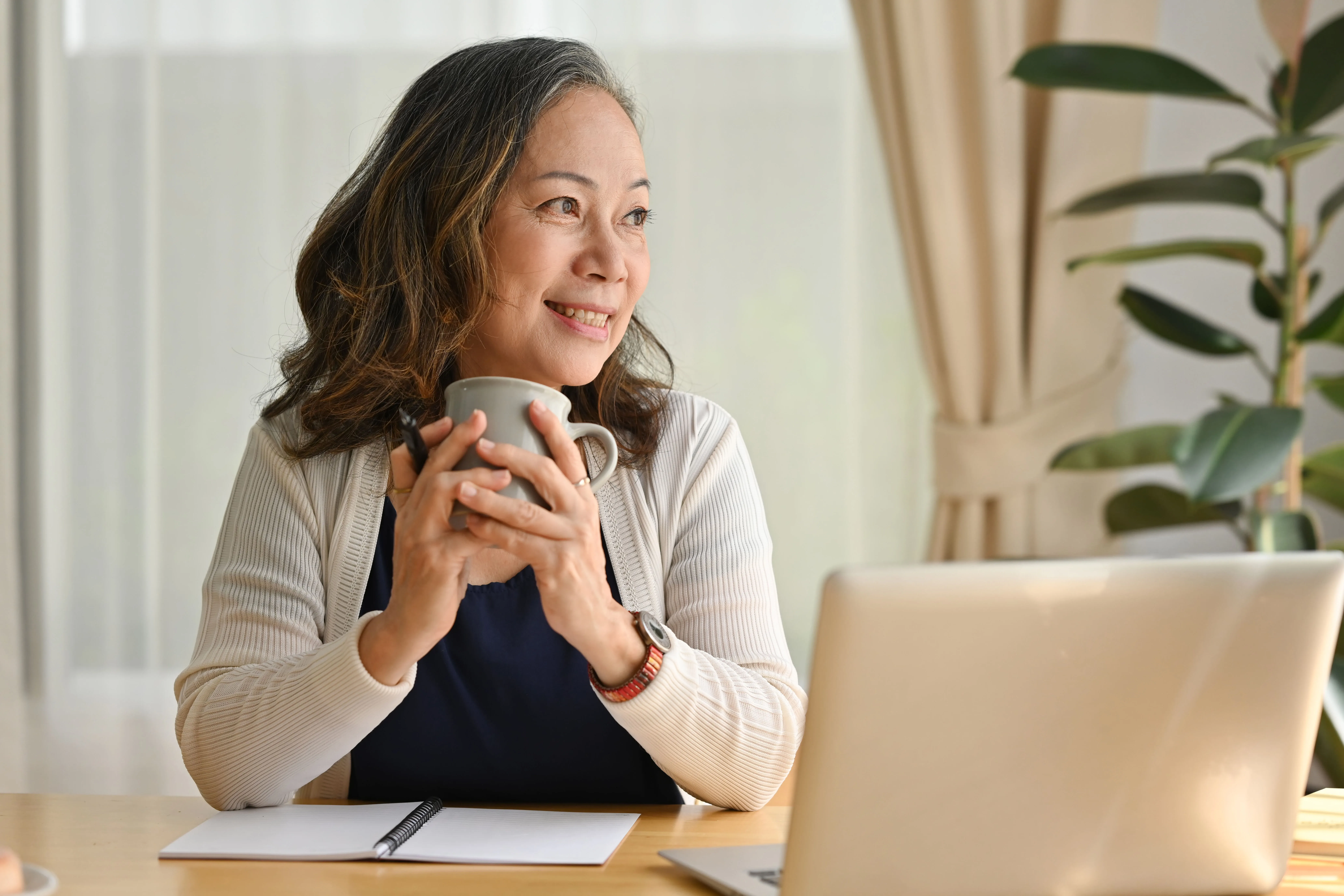 woman with coffee stock image