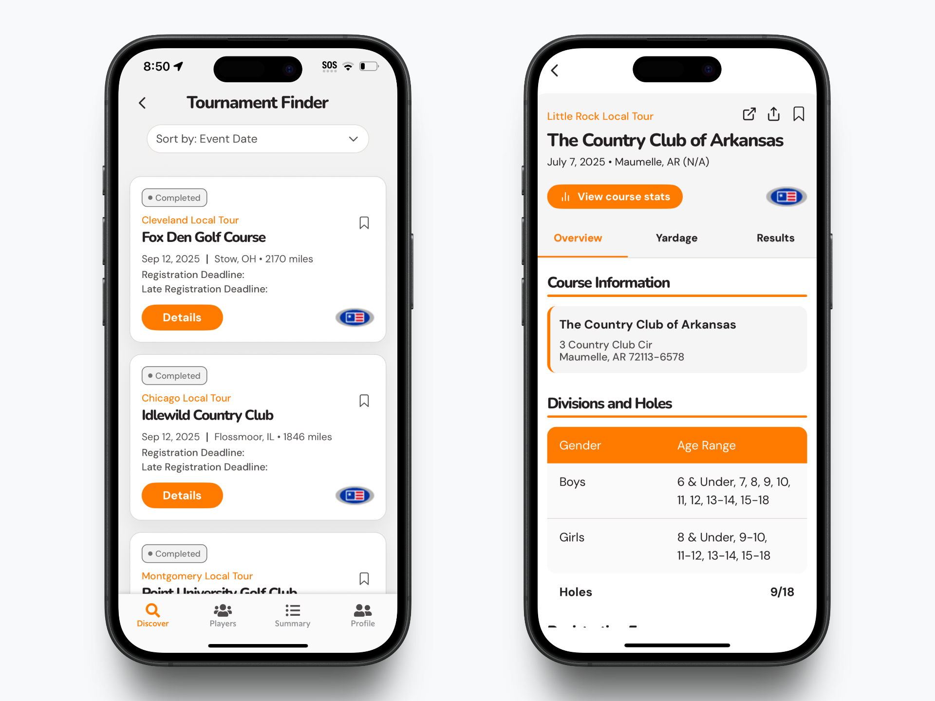 Tournament Finder feature