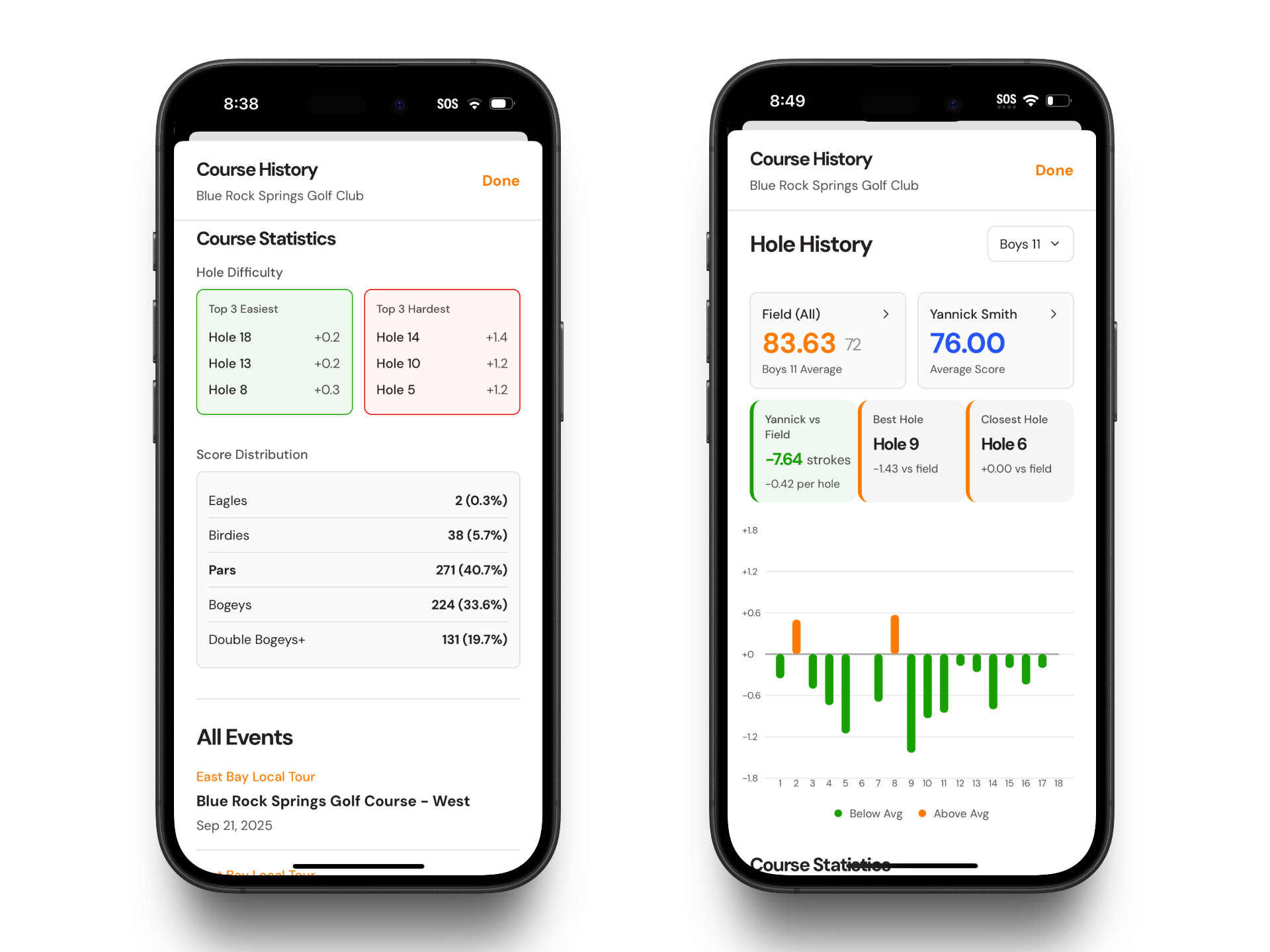 Course history feature