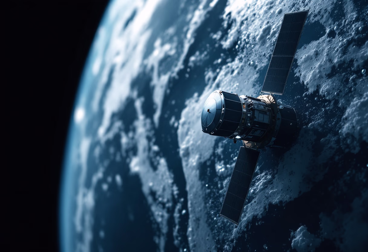 image of a satellite orbiting earth